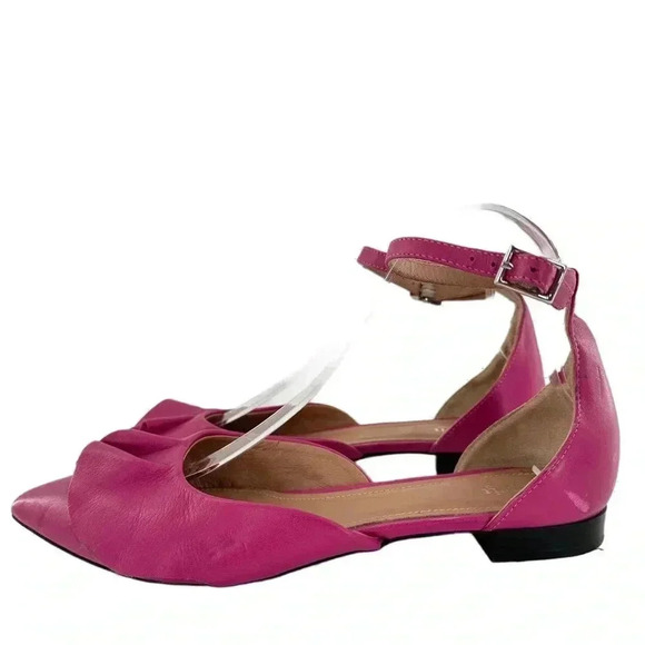 Lewit Alesia womens flats size 39 pink fuchsia Italian leather pointy toe dorsay - Picture 5 of 15
